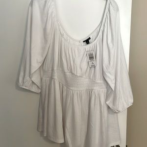 NWT- Torrid white babydoll top